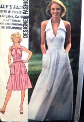 7431 MIDRIFF ITALIAN HALTER FLARE DRESS LENGTHS PATTERN 8,16